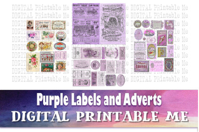 Vintage Labels and Advertisements, Purple Rose Junk Journal, Antique A