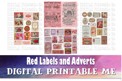 Vintage Labels and Advertisements, Red Rose Junk Journal, Antique Adve
