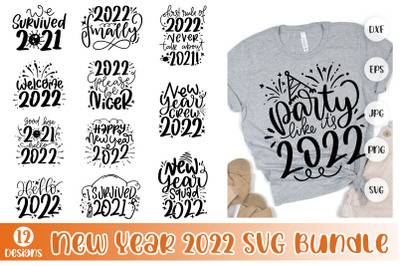 New Year 2022 SVG Bundle Happy New Year Quotes Bundle