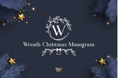 Wreath Christmas Monogram - christmas split font