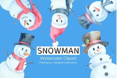 Snowman Watercolors Clipart