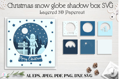 Christmas globe shadow box SVG, 3d Layered Paper cut Cutting File. Chr