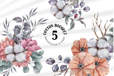 Watercolor Christmas floral bouquets clipart- 5 png files