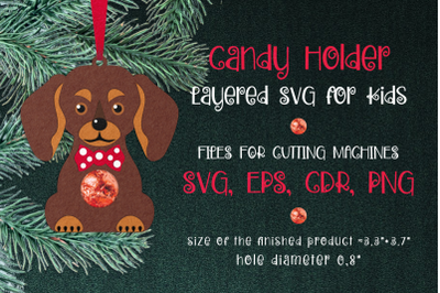 Dachshund Christmas Ornament - Candy Holder Template SVG