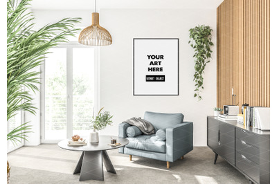 Interior scene artwork background frame mockup