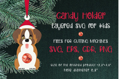 St. Bernard Dog Christmas Ornament - Candy Holder Template SVG