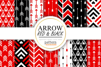 Arrow Red And Black Digital Paper - S0706