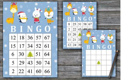 Winter animals bingo game,Christmas bingo card