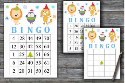 Christmas animals bingo game,Christmas bingo card