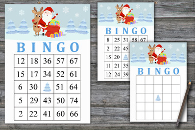 Santa and Rudolf bingo game,Christmas bingo card