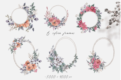 Watercolor metallic frames clipart. Wedding frames png files