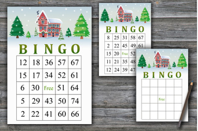 Cartoon christmas house bingo game,Christmas bingo card
