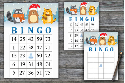 Winter animals bingo game,Christmas bingo card