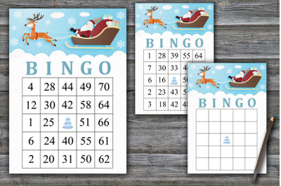 Santa carriage bingo game,Christmas bingo card