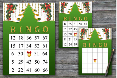 Gold Christmas tree bingo game,Christmas bingo card