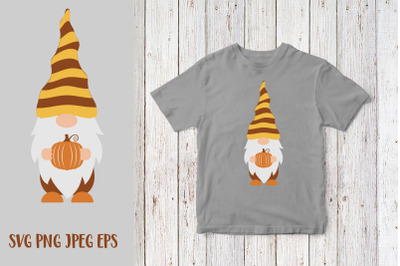 Thanksgiving gnome holding pumpkin. Fall gnome&nbsp; SVG