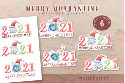 Merry Quarantine Christmas printable stickers