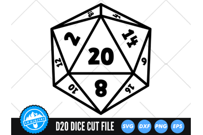 D20 Polyhedral Dice SVG | D20 Cut File