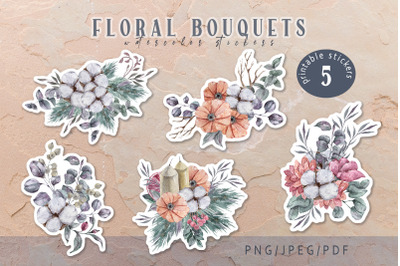 Christmas floral bouquets printable stickers