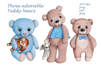 Three Adorable Teddy Bears