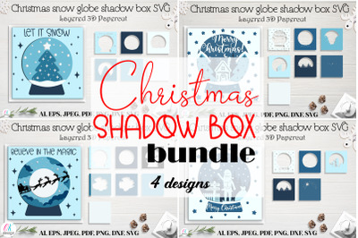 Christmas shadow box SVG bundle, Christmas 3d Layered Paper cut bundle
