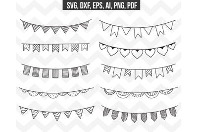 Bunting svg, Bunting banner silhouette svg, hand drawn bunting clipart