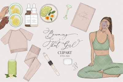 Fitness clipart, fashion girl gym clipart, Health and fitness clip art