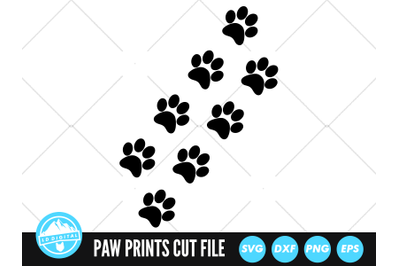 Dog Paw Prints SVG | Paw Print Trails Cut File