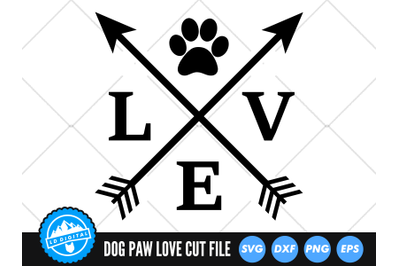 Dog Paw Love SVG | Paw Print Love Arrows SVG Cut File