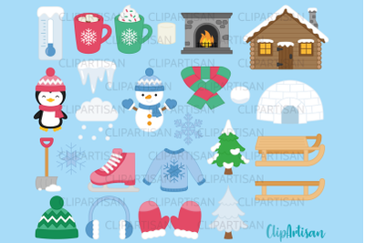 Winter Clip Art, Igloo, Snowman, Christmas