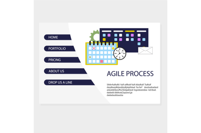 Agile process in business landing page vector