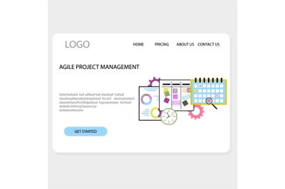 Agile project management concept landing page website