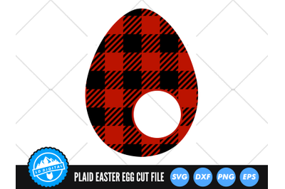 Buffalo Plaid Easter Egg Round Frame SVG | Easter 2022 Cut File