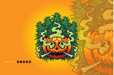 Halloween Jack O Lantern Cannabis Background