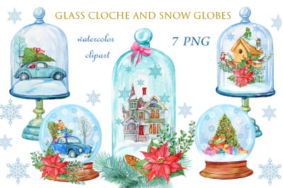 Christmas Watercolor Couches and Snow Globes