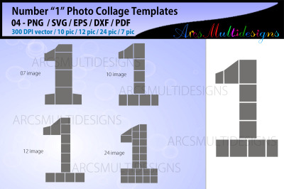 Number 1 photo collage template svg