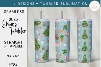Christmas Tumbler Sublimation Design. Winter Tumbler Wraps PNG