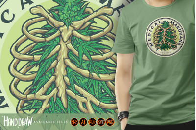 Weed Ribcage Logo Medical Marijuana Illustrations