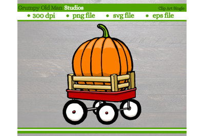 red wagon with large pumpkin | autumn | thanksgiving