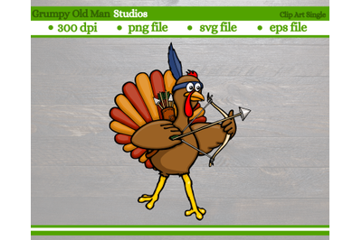 cartoon turkey with bow and arrow | thanksgiving