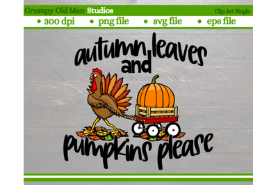 cartoon turkey pulling red wagon with pumpkin | thanksgiving