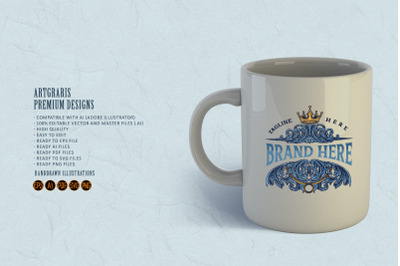 King Victorian Modern Ornate for Logo Brand Template