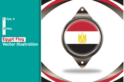 Egypt Flag Round Badge Vector Illustration