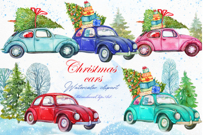 Christmas Cars  PNG clipart, holiday clipart, digital clipart