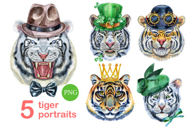 Cute watercolor tigers. Part 4