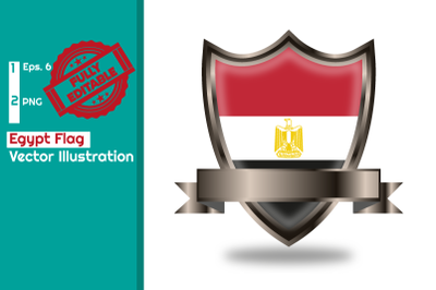 Egypt Flag with Shield Vector Illustration