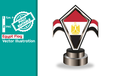 Egypt Flag in Trophy Style Vector Illustration