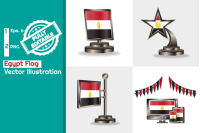 Egypt Flag Set Modern and Creative Illustration