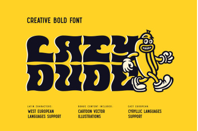 Lazy Dude - font and illustrations