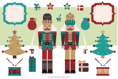 Christmas twin nutcrackers illustration.
